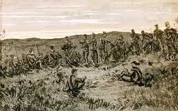 Ink Drawing, 68th Light Infantry, Gate Pah, New Zealand, 1864