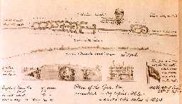 Ink Sketch by Lt H G Robley of Gate Pah, April 1864