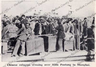 Photograph of Chinese refugees crossing... Photograph of Chinese refugees crossing...