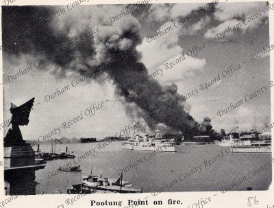 Photograph of a fire at Pootung Point, ...