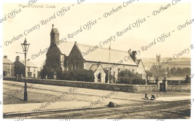 Postcard of Crook Parish Church, postmar... Postcard of Crook Parish Church, postmar...