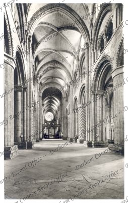 Postcard of the Nave looking east, Durha... Postcard of the Nave looking east, Durha...