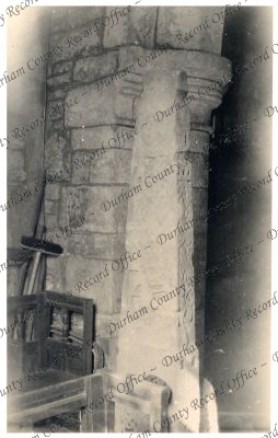 Photograph of stone monumental pillar wi... Photograph of stone monumental pillar wi...