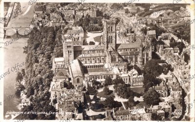 Aerial view of Durham Cathedral from the... Aerial view of Durham Cathedral from the...