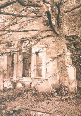 Photograph of ruins and headstones of th... Photograph of ruins and headstones of th...