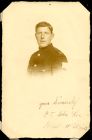 Photograph of a soldier, signed: yours sincerely Private John Lee Royal W. Kents; endorsed: Yours till the blosem blooms, merry legs, in remembrance of friendship at Rennbahn Camp, 11 Queen Street, Os