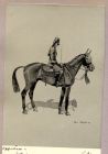 Photograph [taken by a German photographer] of a drawing of a mounted Indian cavalryman, by John Oldfield, 1944