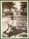Photograph of an unidentified man [possibly H.C.R. Lees], captioned Teintsin Central park, [China] [60], c.1939