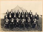 Group photograph of officers of 7th Battalion, The Durham Light Infantry, in mess dress, possibly at Ripon, Yorkshire, n.d., [1920s]