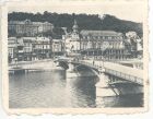 Photograph of a view of a bridge over the River Maas, taken at Dinant, Belgium, n.d.