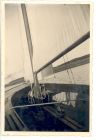 Photograph of the bow of a sailing boat, taken at Lübeck, Germany, May - June 1945