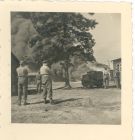 Photograph of the burning of Belsen concentration camp, Germany, n.d., [21 May 1945]