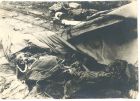 Photograph of a skeleton at Belsen concentration camp, Germany, n.d., [April - May 1945]
