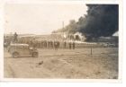 Photograph of the burning of the last hut at Belsen concentration camp, Germany, 21 May 1945