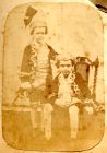 Photograph of two young boys, George and Murray Harris, taken at a Fancy Ball, Rangoon, Burma, 1860