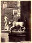 Photograph of statues, captioned Loggia dei Lanzi, Florence, c.1860