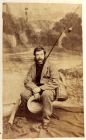 Photograph of a man posing with a fishing rod, c.1850