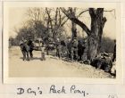 Photograph of a group of soldiers of the 6th Battalion The Durham Light Infantry with pack animals, captioned: 'D' Company's Pack Pony,n.d. [1914 - 1915]