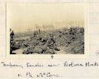 Photograph of soldiers of the 6th Battalion The Durham Light Infantry digging in, captioned: Temporary trenches near Verlorenhoek, and Pte. McCrone, Belgium, n.d. [1915]