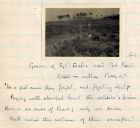 Photograph of two graves of soldiers of 13 Platoon, 'D' Company, 6th Battalion The Durham Light Infantry in a field, captioned: Graves of Sgt. Coates and Cpl. Bell killed in action May 13th 'For a Jus