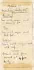A mess food menu written on a scrap of paper, captioned: One of the first of the daily menus of 'mess 94'!, Graudenz, West Prussia, Germany, 29 July 1918
