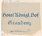 Paper serviette from the 'Hotel Konigl Hof Graudenz' Graudenz, Germany, n.d. [November 1918]