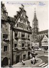 Postcard photograph of Ulm Town Hall and Cathedral, from Ferdinand Heim, Ulm, Germany, to Colonel McBain, The Old Stables, Langton, Blandford, Dorset, sending Christmas greetings, 18 December 1974