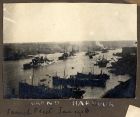 Photograph of warships of the French fleet and merchant ships in the Grand Harbour, Malta, January 1916