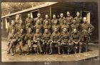 Photograph of men billeted in hut 13 of the Artists Rifles Camp at Romford, Essex, [1916] 
Includes: Hubert McBain, centre row, fourth from left