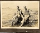 Photograph of Wilfred, Hubert, and Hugh McBain bathing in the sea, St. Julian's Bay, Malta, August 1918