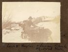 Photograph of Jack, and Hughie McBain on a motor cycle in the snow, Sunny Bank, the Murrie Hills, India, n.d. [1920s]