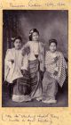 Photograph of three Burmese women holding cheroots, Burma, 1899 - 1900