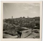 Photograph of the old city, Jerusalem, and two unnamed British soldiers, Palestine, n.d. [c.1940 - 1942]