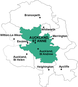 Map showing parishes adjacent to Auckland St. Anne