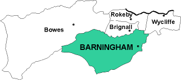 Map showing parishes adjacent to Barningham St. Michael