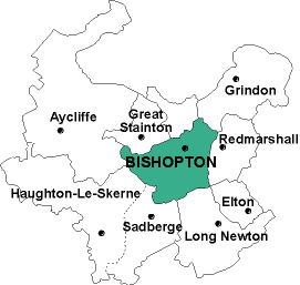 Map showing parishes adjacent to Bishopton St. Peter