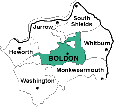 Map showing parishes adjacent to Boldon St. Nicholas