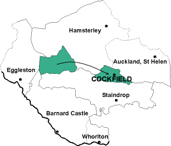 Map showing parishes adjacent to Cockfield St. Mary the Virgin