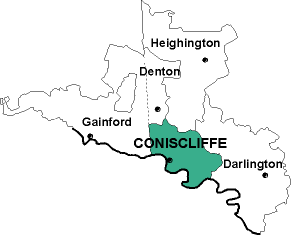 Map showing parishes adjacent to Coniscliffe St. Edwin