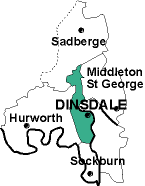 Map showing parishes adjacent to Dinsdale St. John the Baptist