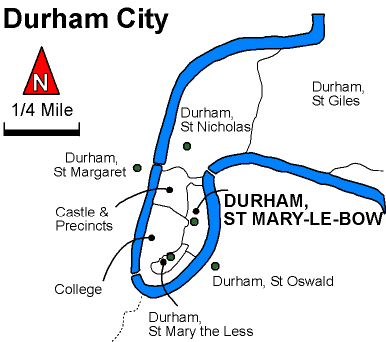Map showing parishes adjacent to Durham St. Mary-le-Bow