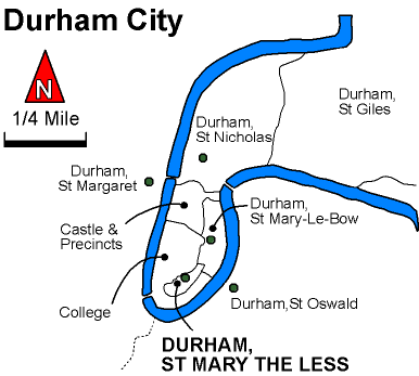 Map showing parishes adjacent to Durham St. Mary the Less