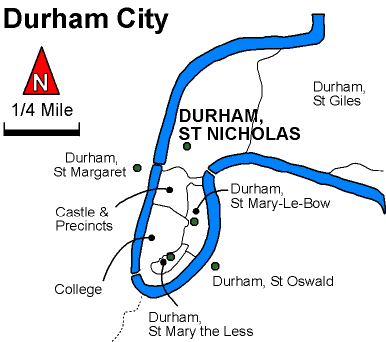 Map showing parishes adjacent to Durham St. Nicholas