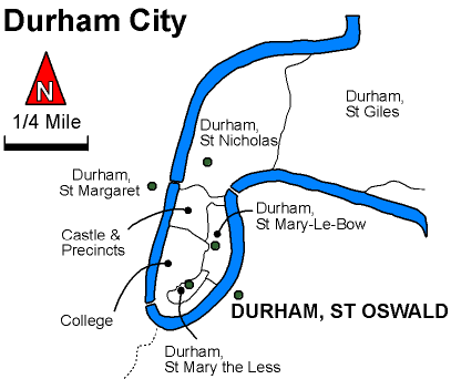 Map showing parishes adjacent to Durham St. Oswald