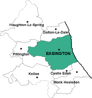 Map showing parishes adjacent to Easington St. Mary