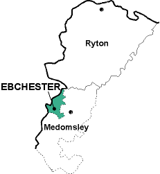 Map showing parishes adjacent to Ebchester St. Ebba