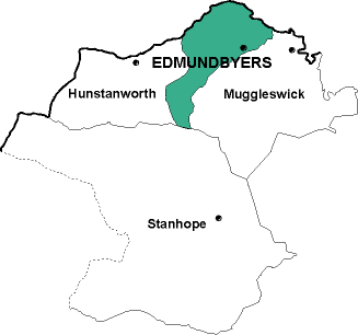 Map showing parishes adjacent to Edmundbyers St. Edmund