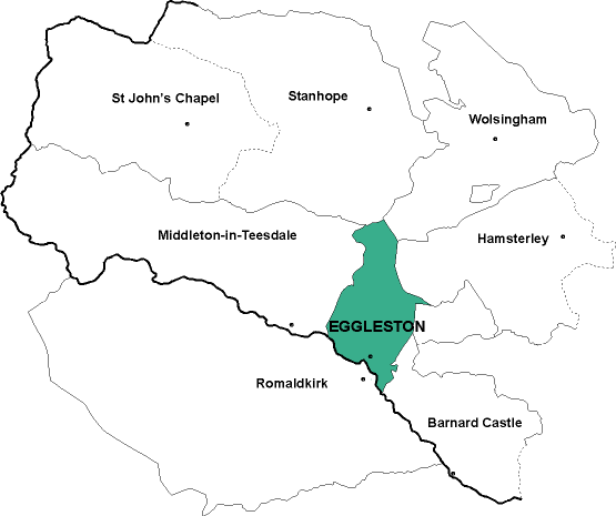 Map showing parishes adjacent to Eggleston Holy Trinity