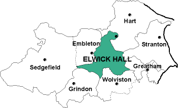 Map showing parishes adjacent to Elwick Hall St. Peter