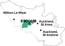 Map showing parishes adjacent to Escomb St. John